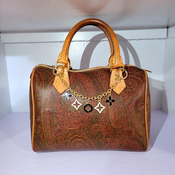 Etro Handbags - ETRO MILANO Mini Bowling Red Paisley Speedy Bag
